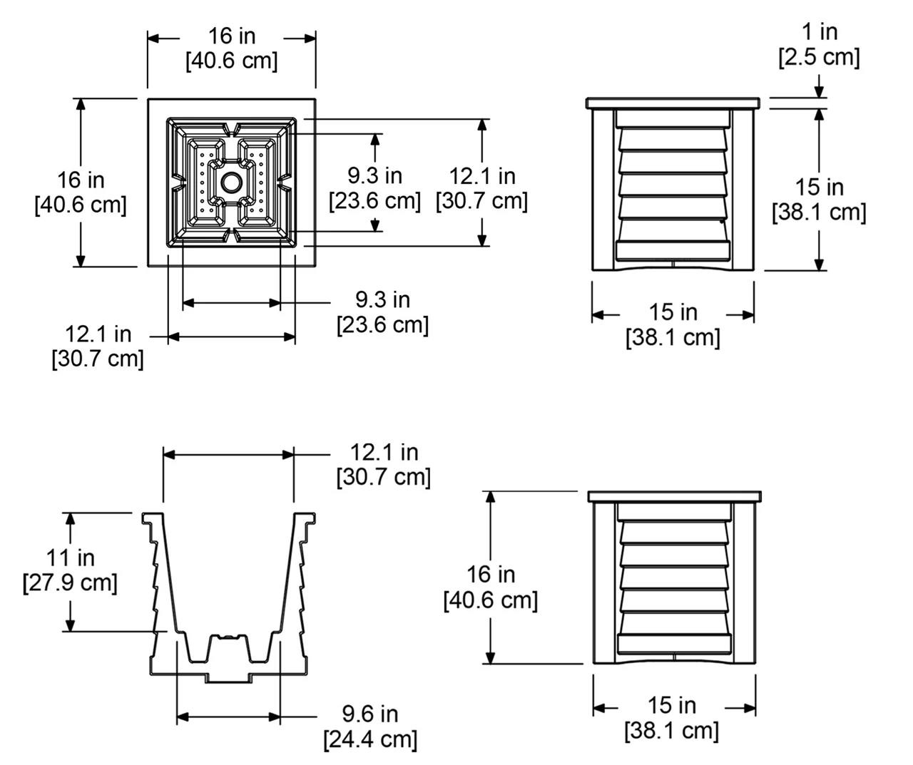 Mayne Inc. Lakeland 16" Square Planter 17 Mayne Inc. Lakeland 16" Square Planter - Image 15