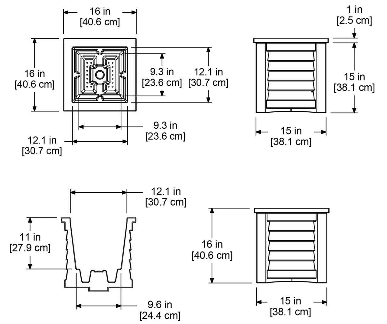 Mayne Inc. Lakeland 16" Square Planter 13 Mayne Inc. Lakeland 16" Square Planter - Image 11