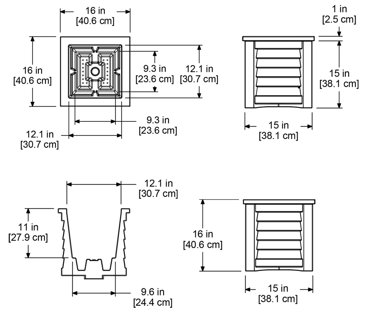 Mayne Inc. Lakeland 16" Square Planter 9 Mayne Inc. Lakeland 16" Square Planter - Image 7