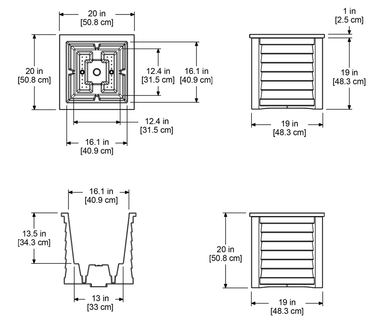 Mayne Inc. Lakeland 20" Square Planter 13 Mayne Inc. Lakeland 20" Square Planter - Image 11