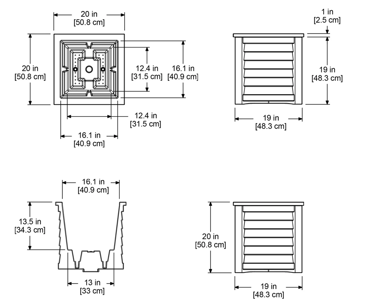 Mayne Inc. Lakeland 20" Square Planter 9 Mayne Inc. Lakeland 20" Square Planter - Image 7