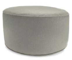 Jordan Manufacturing 18" Round Outdoor Pouf With Welt Trim -Garden Furniture Store 810467572