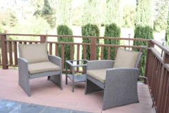 Mirabelle 3-Piece Cushioned Patio All-Weather Wicker Chat Set
