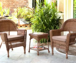 Honey 3-Piece Cushioned Patio All-Weather Wicker Chat Set 29 Honey 3-Piece Cushioned Patio All-Weather Wicker Chat Set -Garden Furniture Store 810478183
