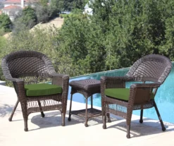 Espresso 3-Piece Cushioned Patio All-Weather Wicker Chat Set -Garden Furniture Store 810478209