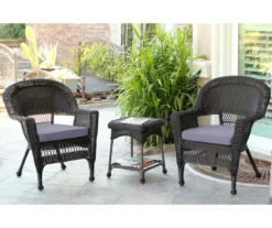 Espresso 3-Piece Cushioned Patio All-Weather Wicker Chat Set -Garden Furniture Store 810478210 1