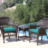 Espresso 3-Piece Cushioned Patio All-Weather Wicker Chat Set 2 Espresso 3-Piece Cushioned Patio All-Weather Wicker Chat Set -Garden Furniture Store 810478261
