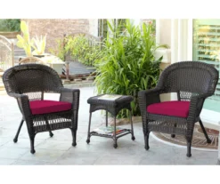 Espresso 3-Piece Cushioned Patio All-Weather Wicker Chat Set -Garden Furniture Store 810478263 1