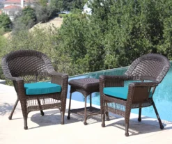 Espresso 3-Piece Cushioned Patio All-Weather Wicker Chat Set -Garden Furniture Store 810478264