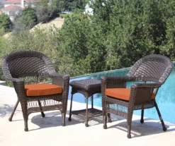 Espresso 3-Piece Cushioned Patio All-Weather Wicker Chat Set -Garden Furniture Store 810478269