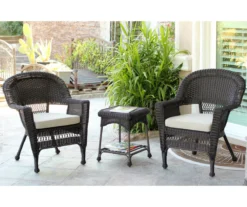 Espresso 3-Piece Cushioned Patio All-Weather Wicker Chat Set -Garden Furniture Store 810478272 1