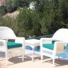 White 3-Piece Cushioned Patio All-Weather Wicker Chat Set -Garden Furniture Store 810478403
