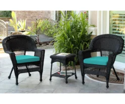Black 3-Piece Cushioned Patio All-Weather Wicker Chat Set -Garden Furniture Store 810478421 1