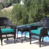 Black 3-Piece Cushioned Patio All-Weather Wicker Chat Set -Garden Furniture Store 810478421