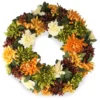 19" Orange & Green Chrysanthemum Wreath -Garden Furniture Store 810484073