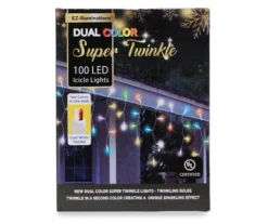 Super Twinkle Dual Color LED Icicle Light Set With White Wire, 100-Lights -Garden Furniture Store 810524626 2