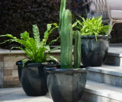 14.25" Green Speckle Glaze Plastic Planters, 3-Pack -Garden Furniture Store 810525063 7
