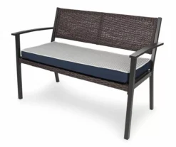 Navy Blue Tick Stripe Reversible Deluxe Outdoor Bench Cushion -Garden Furniture Store 810525197 3