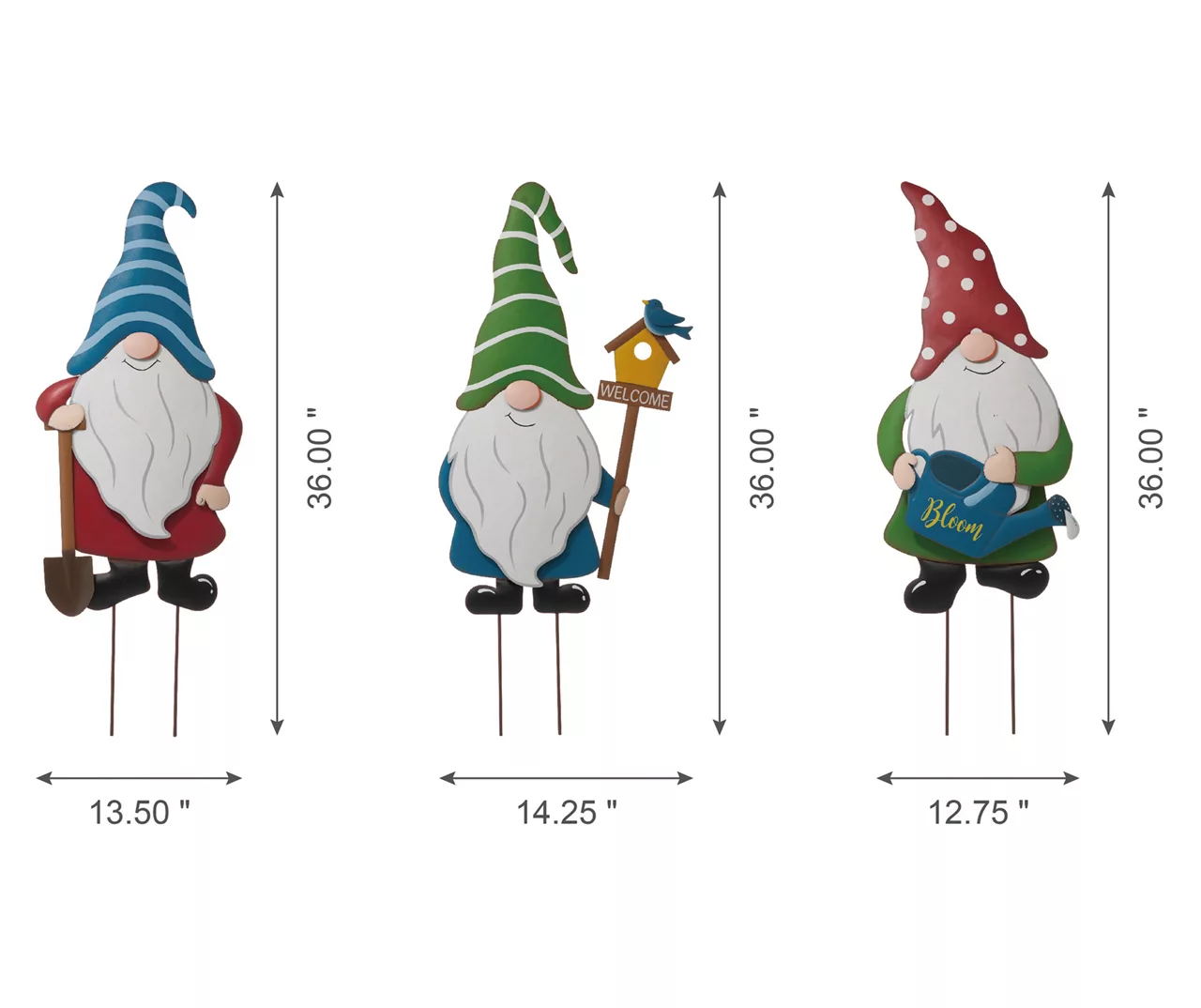 Metal Garden Gnome 3-Piece Yard Stake & Wall Decor Set 14 Metal Garden Gnome 3-Piece Yard Stake & Wall Decor Set - Image 12