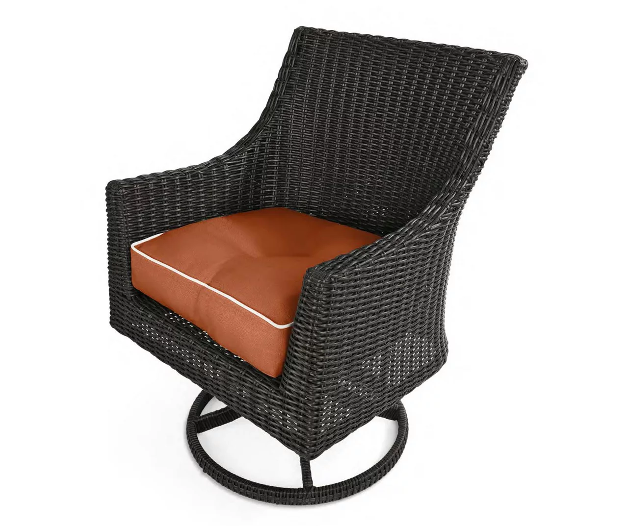 Burnt Orange 4-Piece Outdoor Wicker Chair Cushion Set 5 Burnt Orange 4-Piece Outdoor Wicker Chair Cushion Set - Image 3