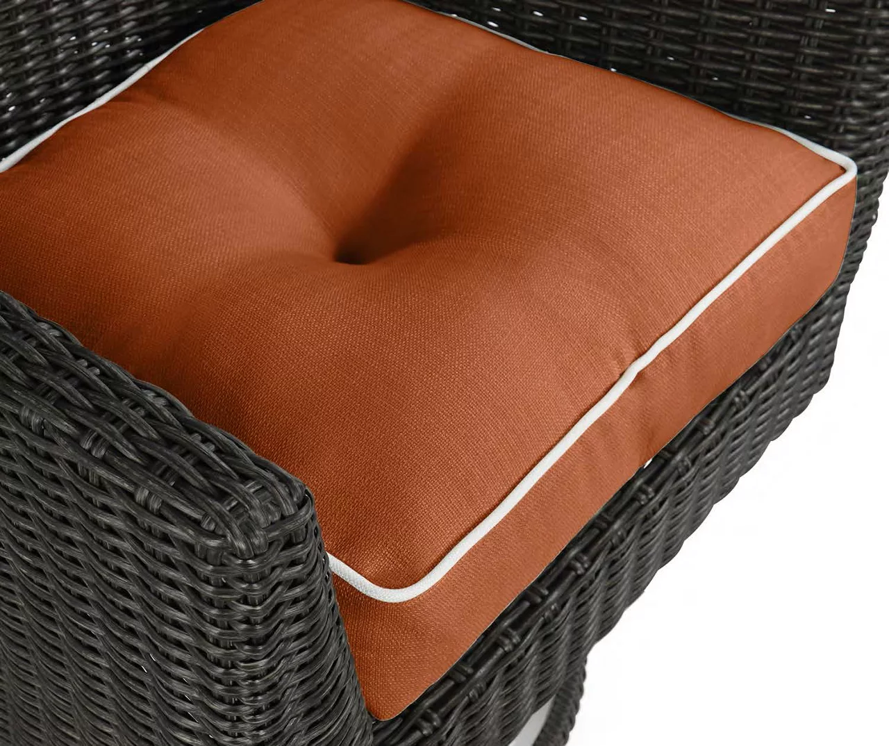 Burnt Orange 4-Piece Outdoor Wicker Chair Cushion Set 7 Burnt Orange 4-Piece Outdoor Wicker Chair Cushion Set - Image 5