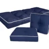 Navy Blue 3-Piece Outdoor Wicker Cushion Set