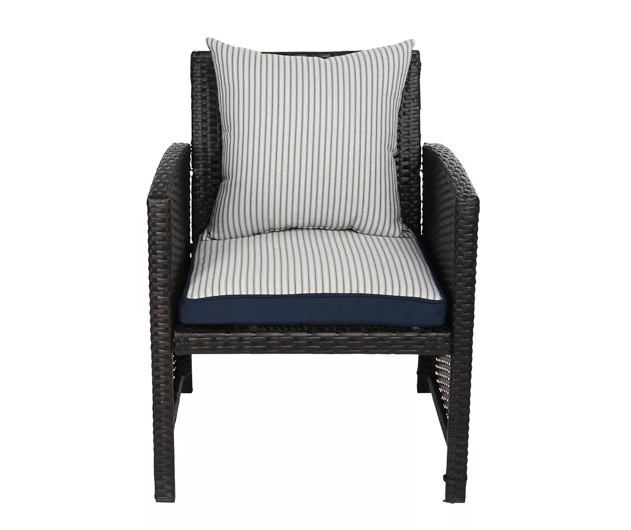 Navy Blue Tick Stripe 4-Piece Reversible Deluxe Outdoor Chair Cushions Set 4 Navy Blue Tick Stripe 4-Piece Reversible Deluxe Outdoor Chair Cushions Set - Image 2