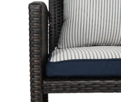 Navy Blue Tick Stripe 4-Piece Reversible Deluxe Outdoor Chair Cushions Set 16 Navy Blue Tick Stripe 4-Piece Reversible Deluxe Outdoor Chair Cushions Set -Garden Furniture Store 810525547 5