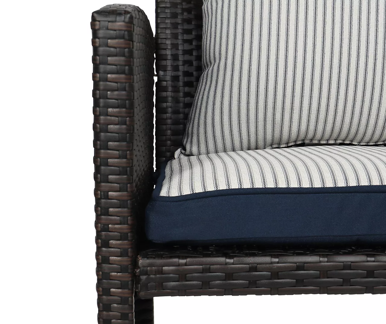 Navy Blue Tick Stripe 4-Piece Reversible Deluxe Outdoor Chair Cushions Set 7 Navy Blue Tick Stripe 4-Piece Reversible Deluxe Outdoor Chair Cushions Set - Image 5