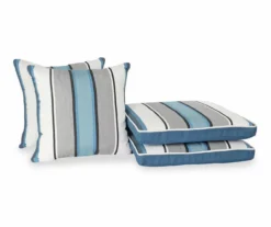 Captain's Blue Stripe 4-Piece Reversible Deluxe Outdoor Cushion Set -Garden Furniture Store 810525549 5