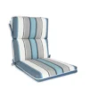 Captain's Blue Stripe High-Back Reversible Outdoor Chair Cushion -Garden Furniture Store 810525557 1