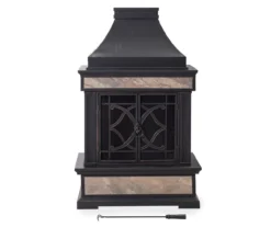 35.4" Heirloom Black Slate Wood Burning Patio Fireplace