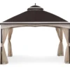Brown & Tan 2-Tier Gazebo, (10.5' X 13') -Garden Furniture Store 810527851