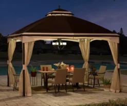 Brown & Tan 2-Tier Gazebo, (10.5' X 13') -Garden Furniture Store 810527851 5