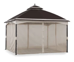 Brown & Tan 2-Tier Gazebo, (10.5' X 13') -Garden Furniture Store 810527851 9