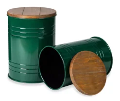 Farmhouse Barrel Storage Stools, 2-Pack -Garden Furniture Store 810528260 2