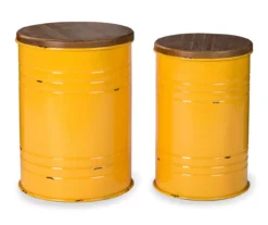 Farmhouse Barrel Storage Stools, 2-Pack -Garden Furniture Store 810528271 1