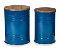 Farmhouse Barrel Storage Stools, 2-Pack -Garden Furniture Store 810528272 1