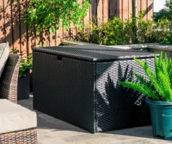 Black 140-Gallon All-Weather Wicker Storage Deck Box -Garden Furniture Store 810530855 A0 5