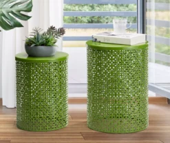 Green 2-Piece Metal Drum Garden Table Set -Garden Furniture Store 810531034 8