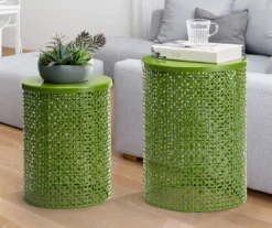 Green 2-Piece Metal Drum Garden Table Set -Garden Furniture Store 810531034 9