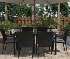 Lakewood Ranch Black Glass & Wicker Patio Dining Table -Garden Furniture Store 810541483 6 1