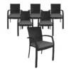 COSCO Lakewood Ranch Black Cushioned Wicker Patio Dining Chairs, 6-Pack -Garden Furniture Store 810541484 1