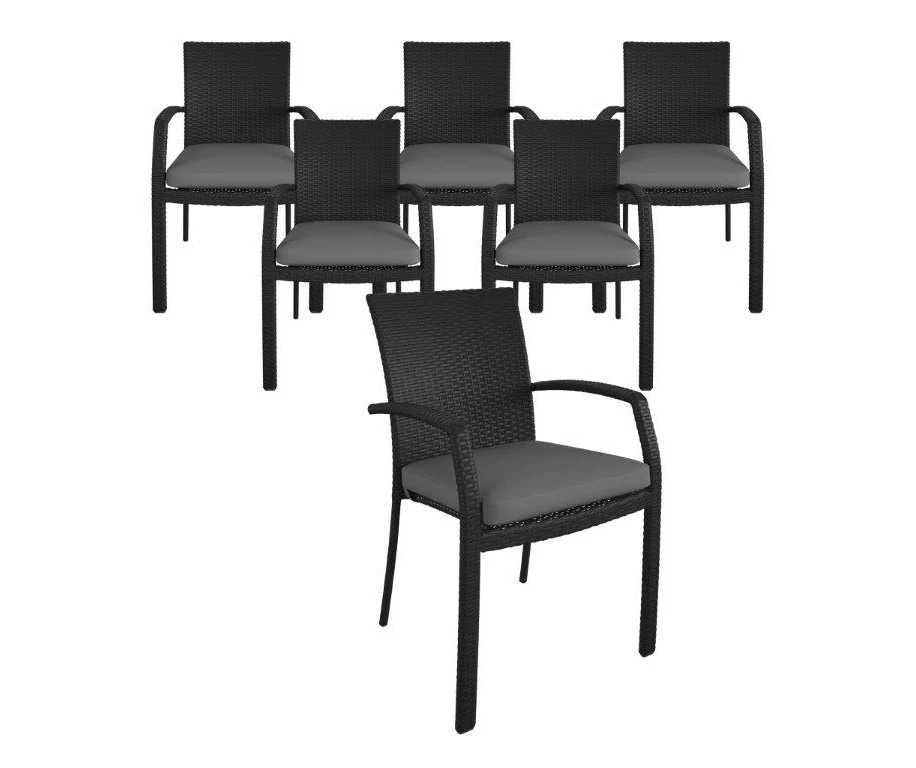 COSCO Lakewood Ranch Black Cushioned Wicker Patio Dining Chairs, 6-Pack 3 COSCO Lakewood Ranch Black Cushioned Wicker Patio Dining Chairs, 6-Pack