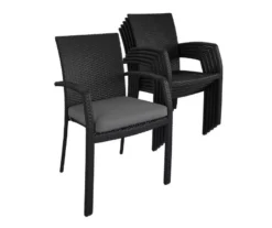 COSCO Lakewood Ranch Black Cushioned Wicker Patio Dining Chairs, 6-Pack 10 COSCO Lakewood Ranch Black Cushioned Wicker Patio Dining Chairs, 6-Pack -Garden Furniture Store 810541484 3