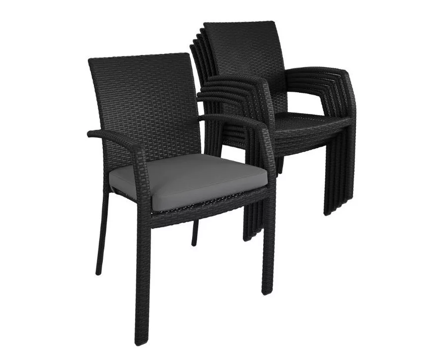 COSCO Lakewood Ranch Black Cushioned Wicker Patio Dining Chairs, 6-Pack 5 COSCO Lakewood Ranch Black Cushioned Wicker Patio Dining Chairs, 6-Pack - Image 3