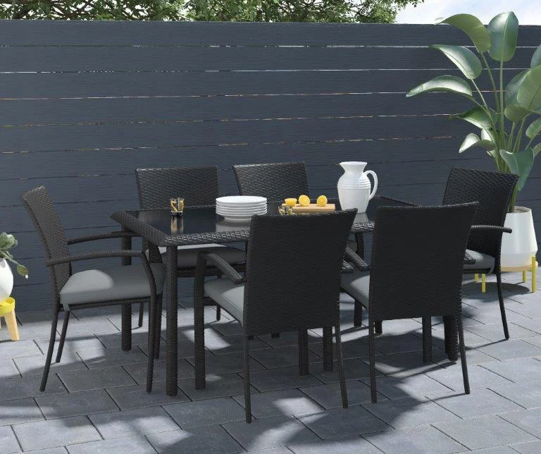 COSCO Lakewood Ranch Black Cushioned Wicker Patio Dining Chairs, 6-Pack 6 COSCO Lakewood Ranch Black Cushioned Wicker Patio Dining Chairs, 6-Pack - Image 4