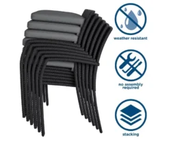 COSCO Lakewood Ranch Black Cushioned Wicker Patio Dining Chairs, 6-Pack 12 COSCO Lakewood Ranch Black Cushioned Wicker Patio Dining Chairs, 6-Pack -Garden Furniture Store 810541484 5