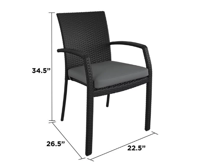 COSCO Lakewood Ranch Black Cushioned Wicker Patio Dining Chairs, 6-Pack 8 COSCO Lakewood Ranch Black Cushioned Wicker Patio Dining Chairs, 6-Pack - Image 6