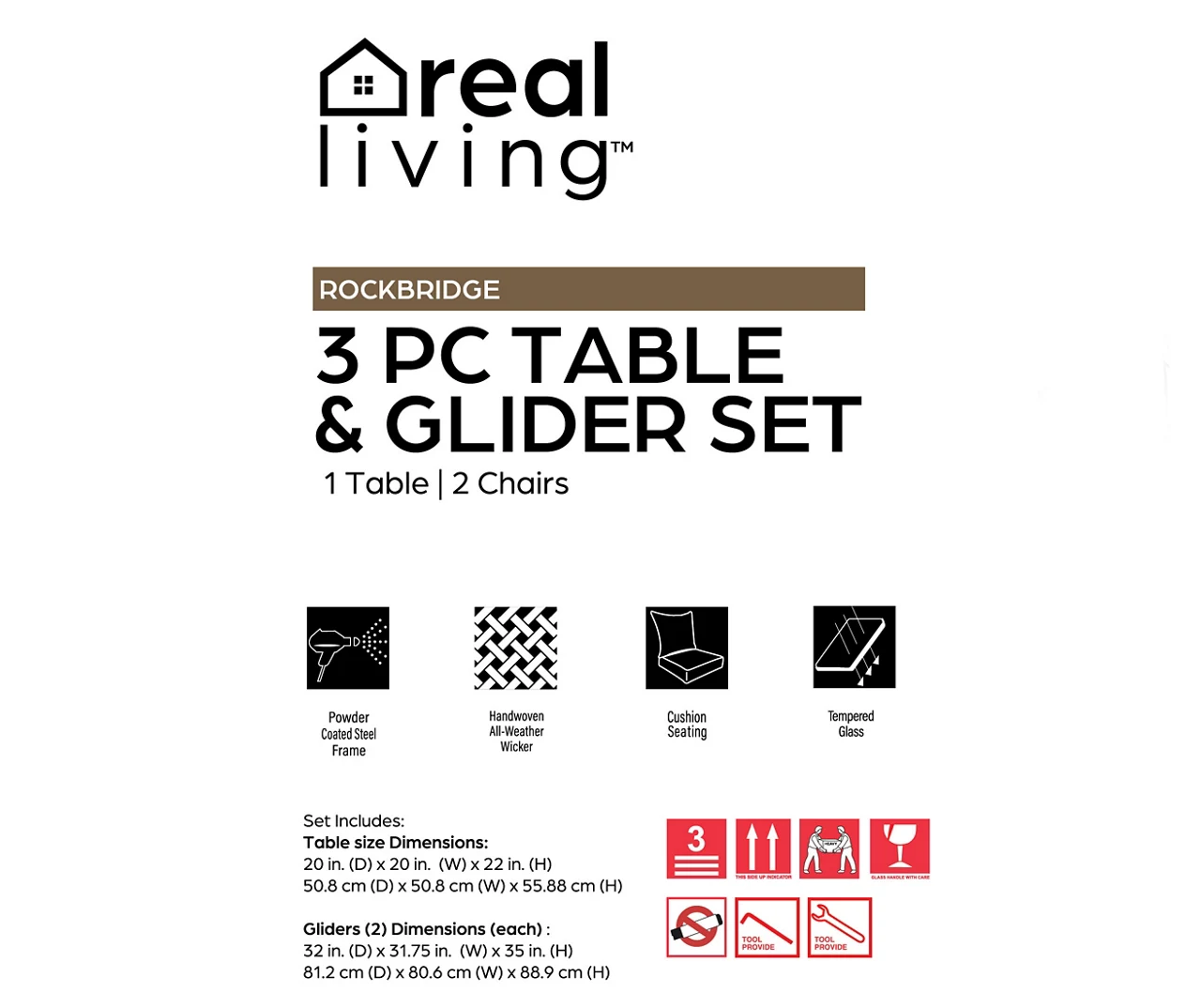 Real Living Rockbridge 3-Piece Cushioned Patio Glider & Side Table Set 11 Real Living Rockbridge 3-Piece Cushioned Patio Glider & Side Table Set - Image 9